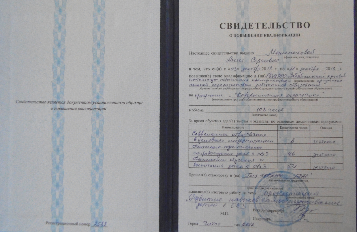 Образование и квалификация 1